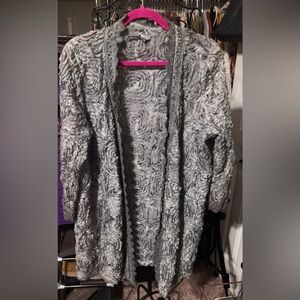 Ladies s/m oversized POL textured rosette CARDIGAN KOMONO NEW NEVER WORE GREY